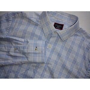 UNTUCKit Mens Medium Slim Fit Blue White Plaid Button Down Dress Shirt